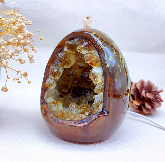 Citrine Geode Egg Light