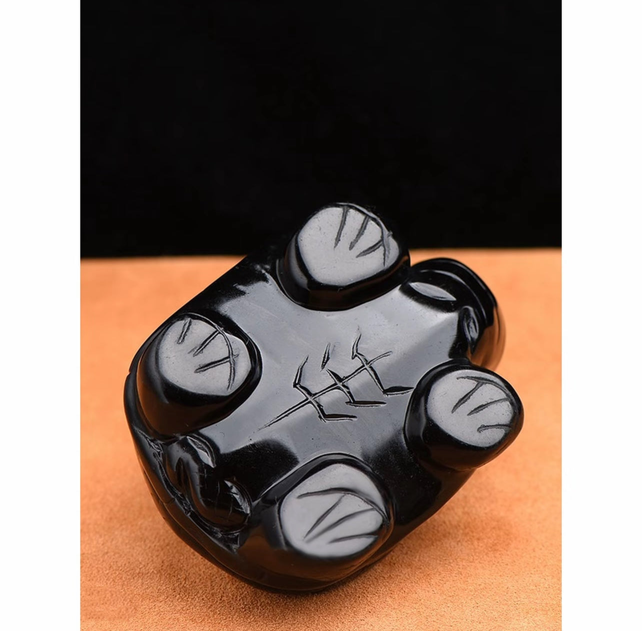 Obsidian Snake-on-Turtle Carving