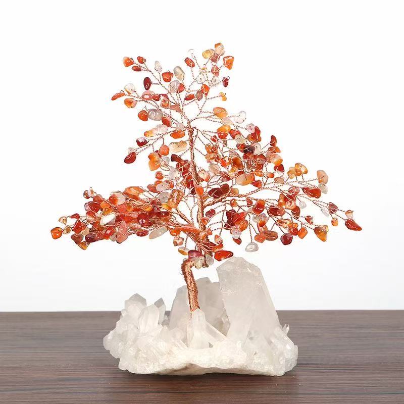 Carnelian Crystal Tree with Natural Quartz Base