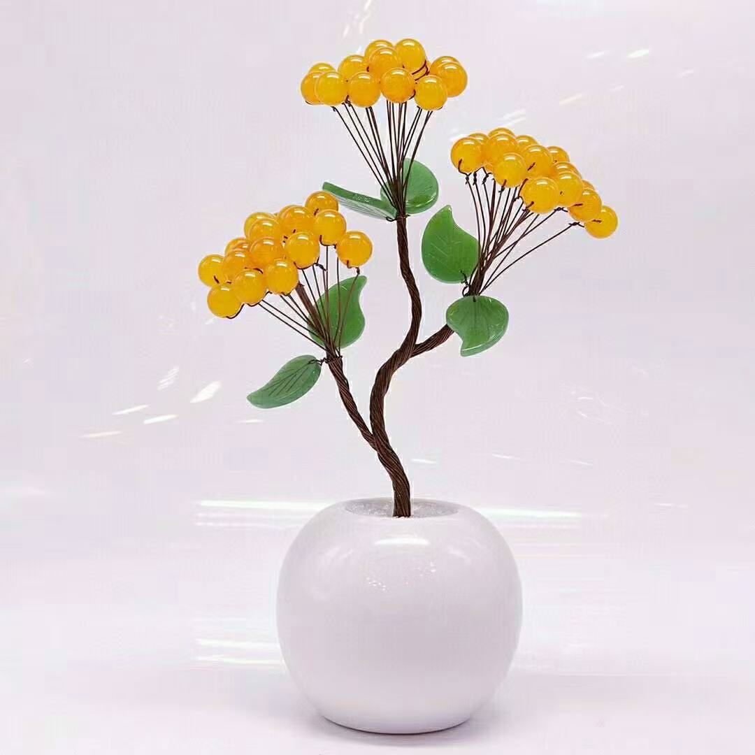 Golden Citrine Abundance Tree in Gold Coin Pot