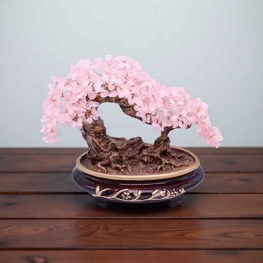 Rose Quartz Crystal Tree in Artisan Bonsai Base