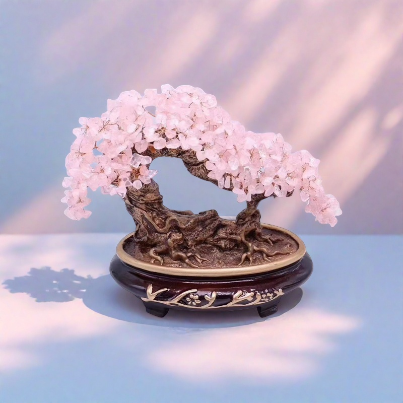 Rose Quartz Crystal Tree in Artisan Bonsai Base