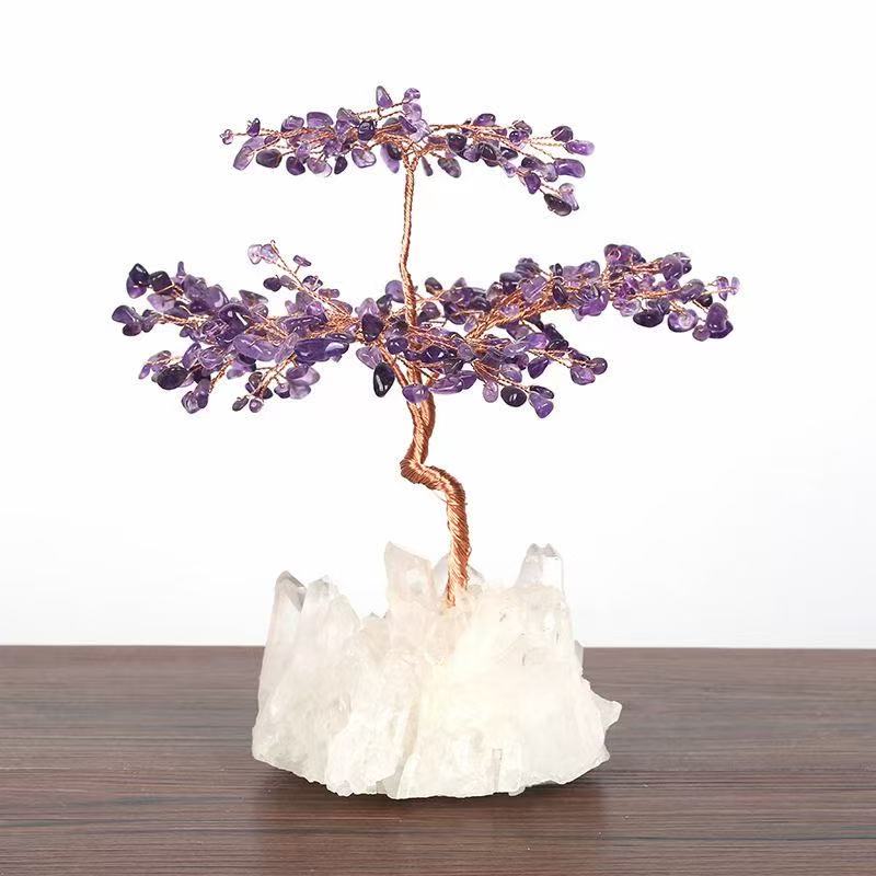 Amethyst Serenity Tree on Clear Quartz Base