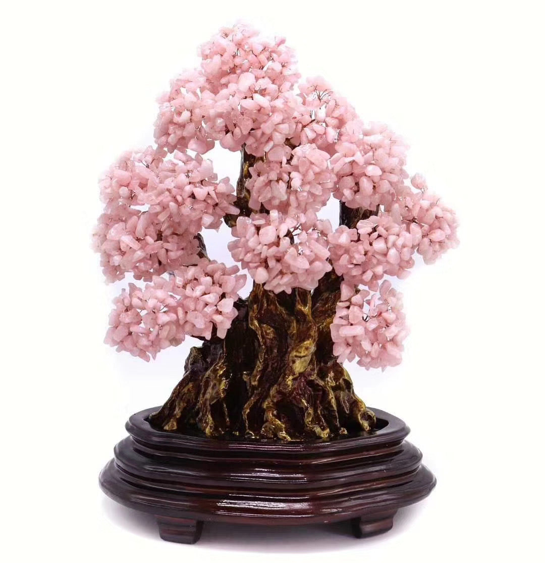 Rose Quartz Tree of Life Centerpiece with Natural Gemstones