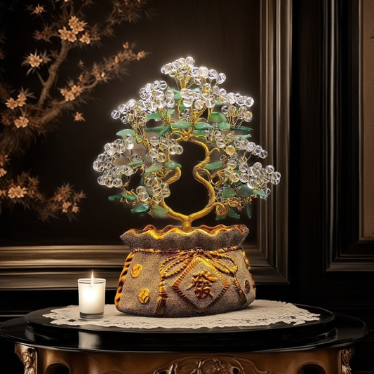 Clear Quartz Crystal Tree in Fortune Bag Base