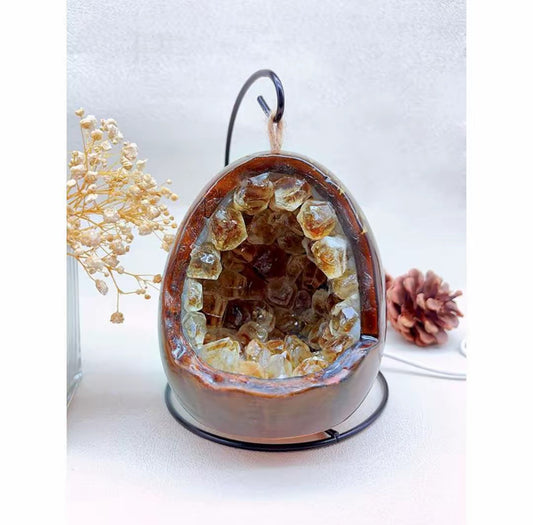 Citrine Geode Egg Light