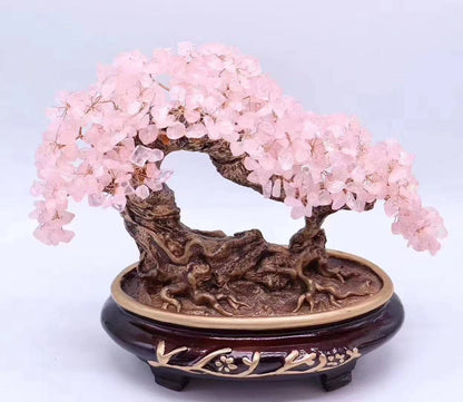 Rose Quartz Crystal Tree in Artisan Bonsai Base