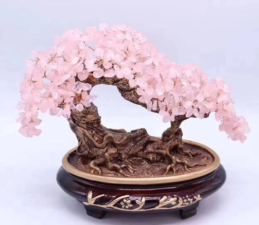 Rose Quartz Crystal Tree in Artisan Bonsai Base