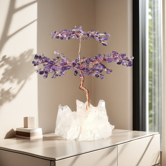 Amethyst Serenity Tree on Clear Quartz Base