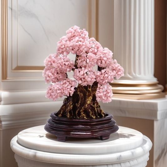 Rose Quartz Tree of Life Centerpiece with Natural Gemstones