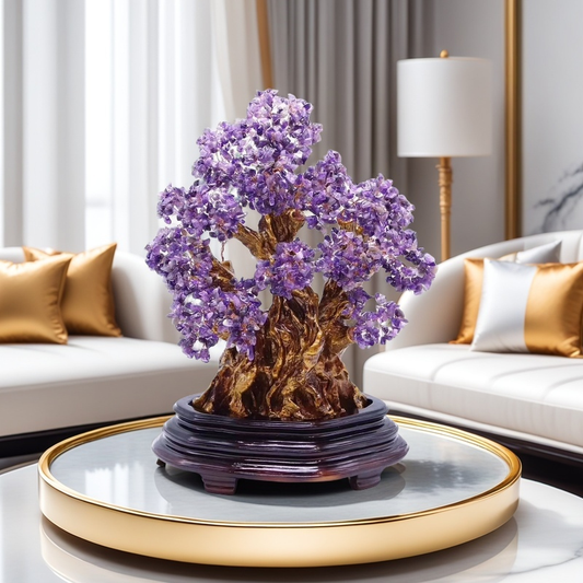 Amethyst Tree of Life Centerpiece with Natural Gemstones
